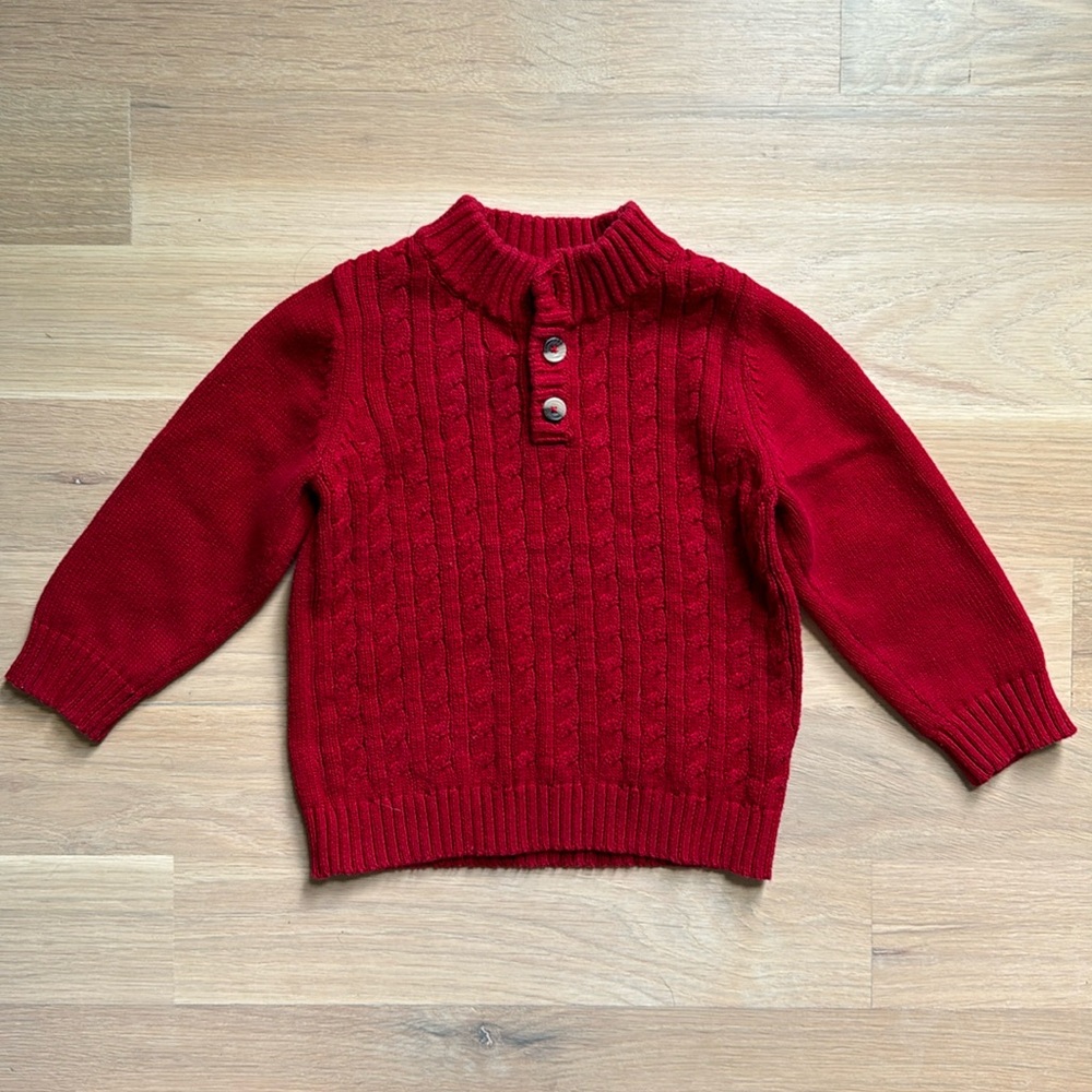 Toddler Boys’ Cat & Jack Red Cable Knit Sweater - Size 18 months